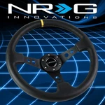 Nrg Performance 350MM 3"DEEP Dish Black Leather Yellow Stripe Steering Wheel. Fixed Price $134.00.