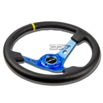 Nrg ST-006BL-Y 350MM 3"DEEP Dish Andoized Aluminum Spoke Leather Steering Wheel. Fixed Price $134.00.
