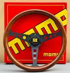 Momo Heritage Indy Black Woodgrain Mahogany Steering Wheel 350MM. Fixed Price $96.99.