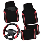 Leather Steering Wheel Cover And Waterproof Car Floor Black Red. Fixed Price $49.25.