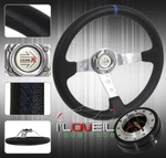 350MM Pvc Leather Steering Wheel W/ Black 1.5" Slim Quick Release & Horn Button. Fixed Price $62.32.
