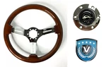 14" Chrome Wood Slotted Steering Wheel W/ Chevy Impala Horn Button - 6 Hole. Fixed Price $184.99.