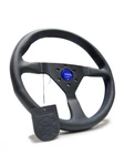 Momo Monte Carlo Black Leather Blue Stitching 350MM Steering Wheel MCL35BK6B. Fixed Price $249.00.