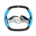 Real Carbon Fiber Steering Wheel Fits Corvette C8 20-26 With Heated Blue Leather. Fixed Price $479.00.