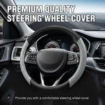 Genuine Leather Car Steering Wheel Cover Anti-slip Fit 15"/38 Cm Dia Black&gray. Fixed Price $23.99.