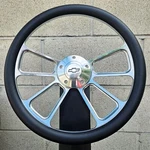14" Billet Spoke Steering Wheel W/ Black Vinyl Wrap And Chevy Horn. Fixed Price $175.99.