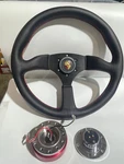 Momo Sports Style 350MM Steering Wheel With Quick Release & Porsche Horn Kit. Fixed Price $255.00.