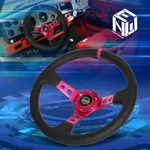 Nrg Innovations RST-006FH 350MM 3" Deep 6-BOLT Leather Grip Steering Wheel Pink. Fixed Price $134.00.