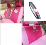 New Sanrio Hot Pink Hello Kitty Front Back Car Seat Covers Steering Wheel. Fixed Price $132.49.