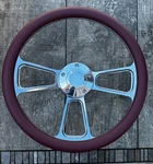 Burgundy Half Wrap 14" Billet Steering Wheel Kit With Hub Adaptor + Horn Button. Fixed Price $221.93.