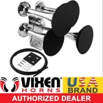 Vixen Horns Train Air 4 Trumpets W/covers Chrome Plated For Truck/car Loud. Fixed Price $209.98.