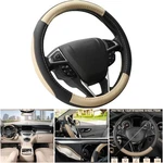 Steering Wheel Cover Universal 14.5-15IN Black Beige Microfiber. Fixed Price $38.99.