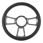 Summit 772706 Steering Wheel Style Billet Aluminum Black Grip Chrome Spokes. Fixed Price $194.99.
