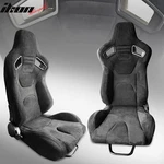 Universal Reclinable Adjustable Pair Racing Seat W/dual Slider Black Suede. Fixed Price $379.99.