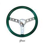 13.5" Mooneyes 3-SPOKE Chrome Steering Wheel Green Flake Grip GS250CMGR Horn. Fixed Price $169.99.
