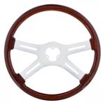 18 Real Wood Steering Wheel Rim "boss" With 4 Chrome Spokes. Fixed Price $171.65.
