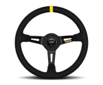 Momo Steering Wheel MOD.08 350 Diameter 88 Dish Black Suede Spokes Stripe. Fixed Price $249.00.