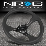 Nrg Reinforced RST-018R 350MM 3" Deep Dish Spoke Leather Grip Steering Wheel. Fixed Price $160.00.