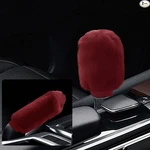 2PCS Plush Gear Shift Knob Handbrake Cover Set, Soft Fluff Color: Burgundy. Fixed Price $10.99.