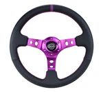 Nrg 350MM 3"DEEP Blck Leather Purple Stripe Reinforced Wheel W/3 Spokes. Fixed Price $134.00.