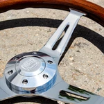 15" Chrome Steering Wheel With Real Dark Wood Mahogany Grip - 6 Hole Empire. Fixed Price $167.38.