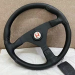 Honda Red Logo Horn Leather Drift Sport Steering Wheel For 14INCH Black Line. Fixed Price $89.10.