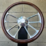 14" Billet Spoke Steering Wheel W/ Hydro Dipped Burl Wood Half Wrap/plain Horn. Fixed Price $150.99.