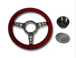 14" Billet Red Wrap Custom Steering Wheel Hub & Horn Button Street Hot Rod. Fixed Price $115.00.
