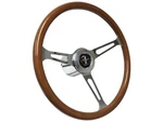 1968-78 Ford Mustang 6-BOLT Walnut Wood Steering Wheel Chrome Kit, Running Pony. Fixed Price $439.99.