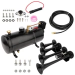4X Black Trumpet Train Sound Air Horn Full System Kit With Tank Compressor. Fixed Price $116.09.
