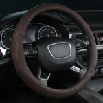 Alemodr Brown Leather Steering Wheel Cover Universal 15 Inch. Fixed Price $31.70.