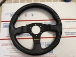 Momo Team Steering Wheel 300MM Black Leather Genuine Nfc Used Like New. Fixed Price $199.95.