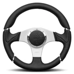Momo Millenium Steering Wheel 350MM Black Leather Silver Spokes Genuine New Nfc. Fixed Price $275.95.