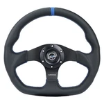 3-SPOKE Flat Bottom Black Leather Reinforced Steering Wheel Blue Center Mark. Fixed Price $180.25.