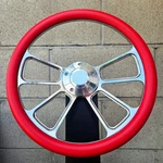 14" Billet Steering Wheel W/ Red Vinyl Half Wrap, Forever Sharp Horn 1969-94 Gm. Fixed Price $196.99.