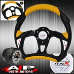 Fits 00-05 Eclipse 320MM Yellow Black Pvc Leather Steering Wheel Typer Horn. Fixed Price $30.99.