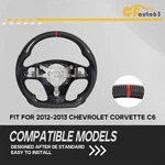 Real Carbon Fiber Steering Wheel Red Stitching For Chevrolet Corvette C6 12-13. Fixed Price $284.05.