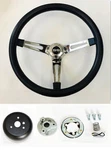 1966 Chevelle Grant Black Grip Chrome Spokes Steering Wheel 13 1/2" Cap. Fixed Price $109.76.