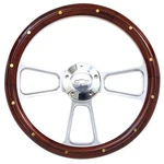 Chevelle Steering Wheel Real Wood & Brass Rivets, Billet Bowtie Horn Button. Fixed Price $207.83.