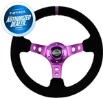 New Nrg Deep Dish Steering Wheel 350MM Suede Purple Stitch And Mark RST-006S-PP. Fixed Price $1147.40.