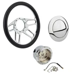 Chrome 4-SLOT Steering Wheel W/ Adapter And Horn Button. Fixed Price $465.99.