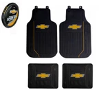 Brand New Chevy Bowtie Elite Universal Rubber Floormats Steering Wheel Cover. Fixed Price $81.18.