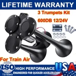 600DB Train Horn Super Loud 3 Trumpet Air Kit For Semi Truck Boat Van Car. Fixed Price $33.99.
