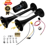 150DB Super Loud Dual Air Horn Kit With Trumpet, Black. Fixed Price $47.98.
