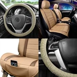 Neoblend Leather Seat Front Bucket Cushion Pad Beige W/steering Cover. Fixed Price $70.29.