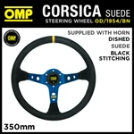 OD/1954/BN Omp Corsica Leather Steering Wheel 350MM Blue Anodized Spokes. Fixed Price $278.92.