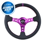 New Nrg Deep Dish Steering Wheel 350MM Leather Purple Stitch And Mark RST-006PP. Fixed Price $147.40.
