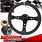 For 05-10 Scion Black Steering Wheel Yellow Stitch Godsnow Gold Quick Release. Fixed Price $76.42.
