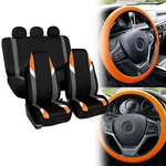 Supreme Modernistic Car Seat Covers Orange Black W/silicone Steering Wheel. Fixed Price $43.98.