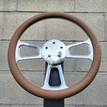 16 Inch Chrome Semi Truck Steering Wheel With Tan Vinyl Grip - 5 Hole. Fixed Price $164.97.
